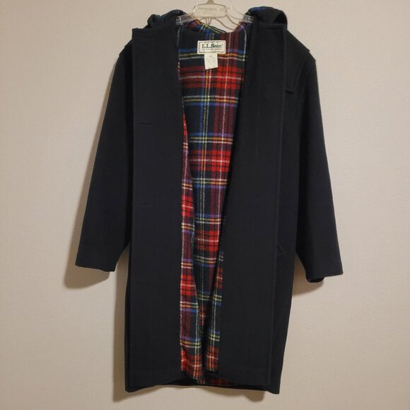 Vintage L.L. Bean Wool Navy Blue Peacoat with Hood, Women's Size 8 - Picture 5 of 8